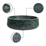 Laurel 7.5 in. Contemporary Round Heavyweight Solid Marble with Non-Slip Base Pet Food and Water Bowl - Green