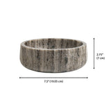 Laurel 7.5 in. Contemporary Round Heavyweight Solid Marble with Non-Slip Base Pet Food and Water Bowl - Gray/Brown