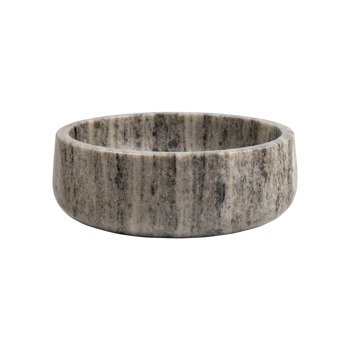 Laurel 7.5 in. Contemporary Round Heavyweight Solid Marble with Non-Slip Base Pet Food and Water Bowl - Gray/Brown