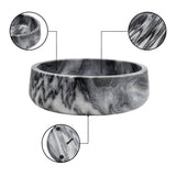 Laurel 7.5 in. Contemporary Round Heavyweight Solid Marble with Non-Slip Base Pet Food and Water Bowl - Black/White