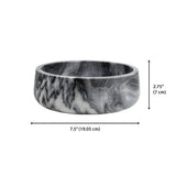 Laurel 7.5 in. Contemporary Round Heavyweight Solid Marble with Non-Slip Base Pet Food and Water Bowl - Black/White