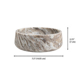 Laurel 7.5 in. Contemporary Round Heavyweight Solid Marble with Non-Slip Base Pet Food and Water Bowl - Beige/Gray