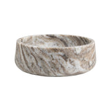 Laurel 7.5 in. Contemporary Round Heavyweight Solid Marble with Non-Slip Base Pet Food and Water Bowl - Beige/Gray