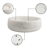 Laurel 7.5 in. Contemporary Round Heavyweight Solid Marble with Non-Slip Base Pet Food and Water Bowl - White