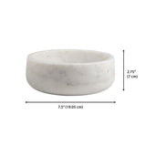 Laurel 7.5 in. Contemporary Round Heavyweight Solid Marble with Non-Slip Base Pet Food and Water Bowl - White