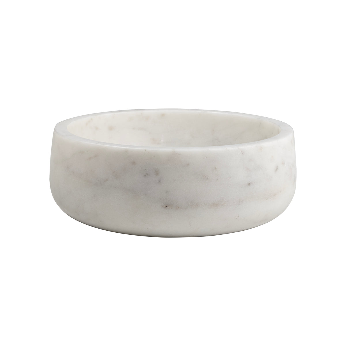 Laurel 7.5 in. Contemporary Round Heavyweight Solid Marble with Non-Slip Base Pet Food and Water Bowl - White