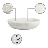 Mae 6 in. Contemporary Round Heavyweight Solid Marble with Non-Slip Base Pet Food and Water Bowl - White