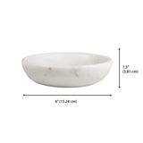 Mae 6 in. Contemporary Round Heavyweight Solid Marble with Non-Slip Base Pet Food and Water Bowl - White