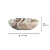 Mae 6 in. Contemporary Round Heavyweight Solid Marble with Non-Slip Base Pet Food and Water Bowl - Beige/Gray