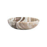 Mae 6 in. Contemporary Round Heavyweight Solid Marble with Non-Slip Base Pet Food and Water Bowl - Beige/Gray