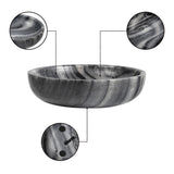 Mae 6 in. Contemporary Round Heavyweight Solid Marble with Non-Slip Base Pet Food and Water Bowl - Black/White