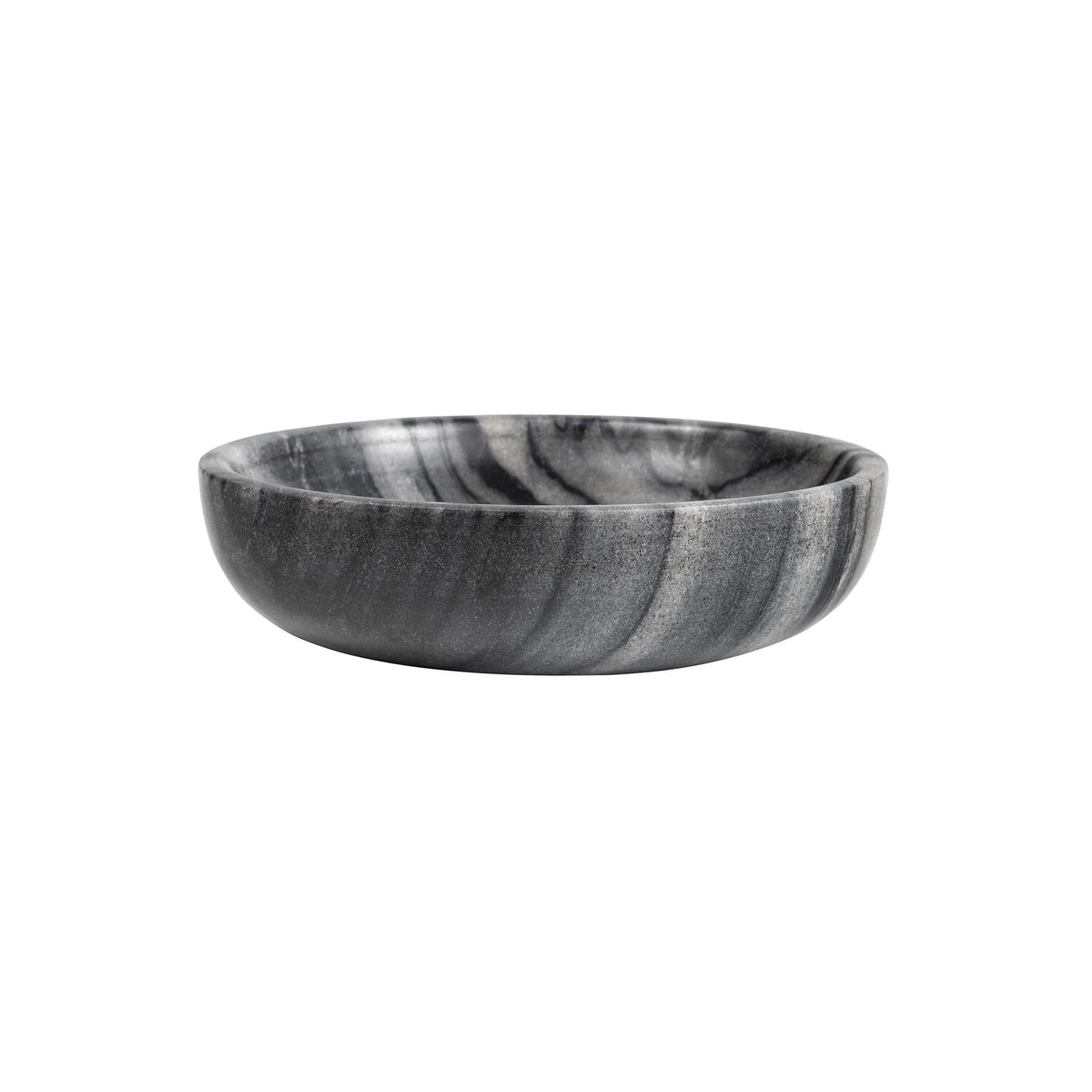 Mae 6 in. Contemporary Round Heavyweight Solid Marble with Non-Slip Base Pet Food and Water Bowl - Black/White