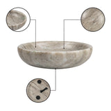 Mae 6 in. Contemporary Round Heavyweight Solid Marble with Non-Slip Base Pet Food and Water Bowl - Gray/Brown