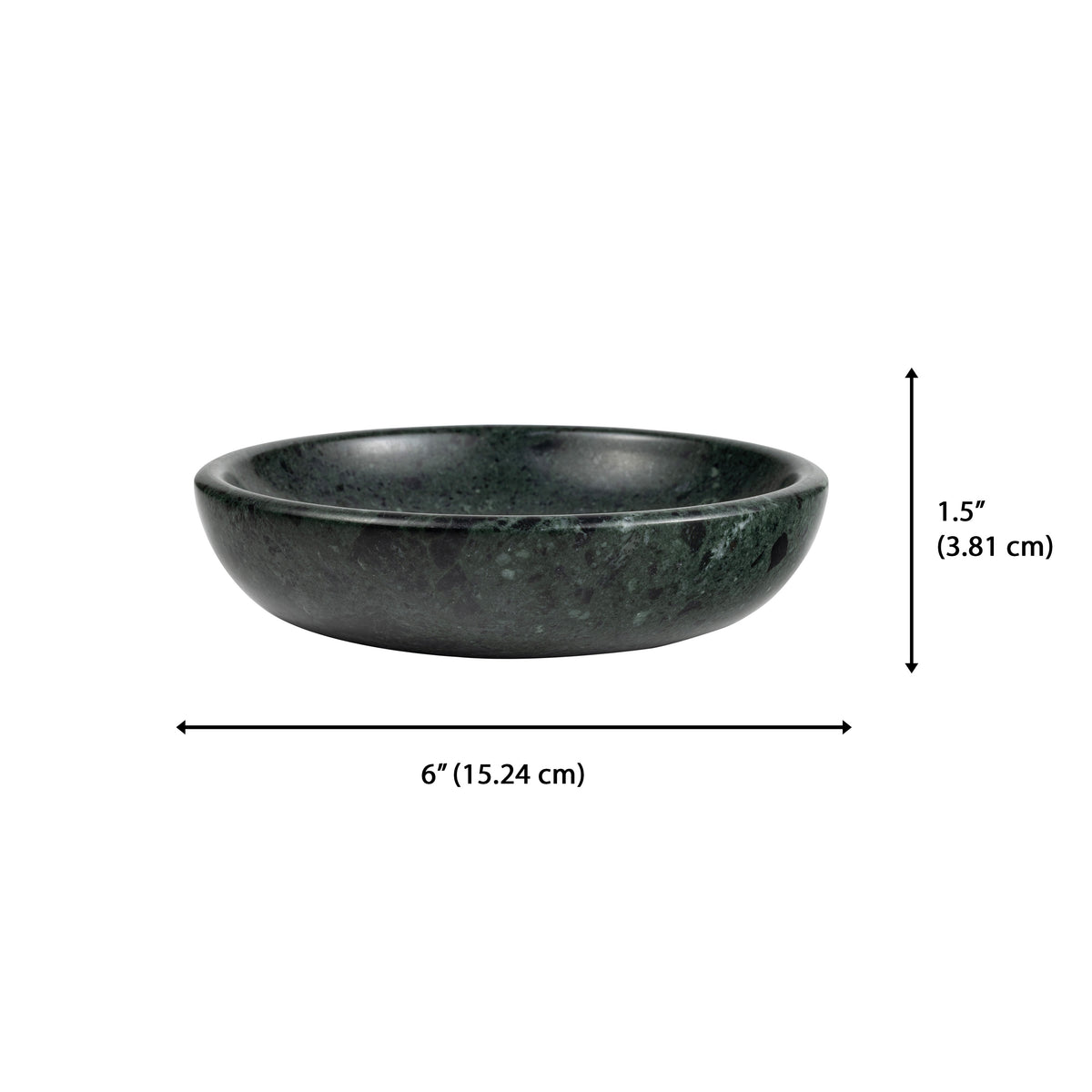 Mae 6 in. Contemporary Round Heavyweight Solid Marble with Non-Slip Base Pet Food and Water Bowl - Green