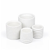 Veyra Modern Minimalist Handmade Concrete Fluted Sculptural Cylinder Planter Set with Drainage Holes