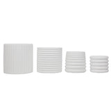 Veyra Modern Minimalist Handmade Concrete Fluted Sculptural Cylinder Planter Set with Drainage Holes