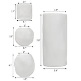 Arvo Modern Minimalist Handmade Concrete Organic Sculptural Cylinder and Round Planter Set with Drainage Holes