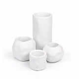 Arvo Modern Minimalist Handmade Concrete Organic Sculptural Cylinder and Round Planter Set with Drainage Holes