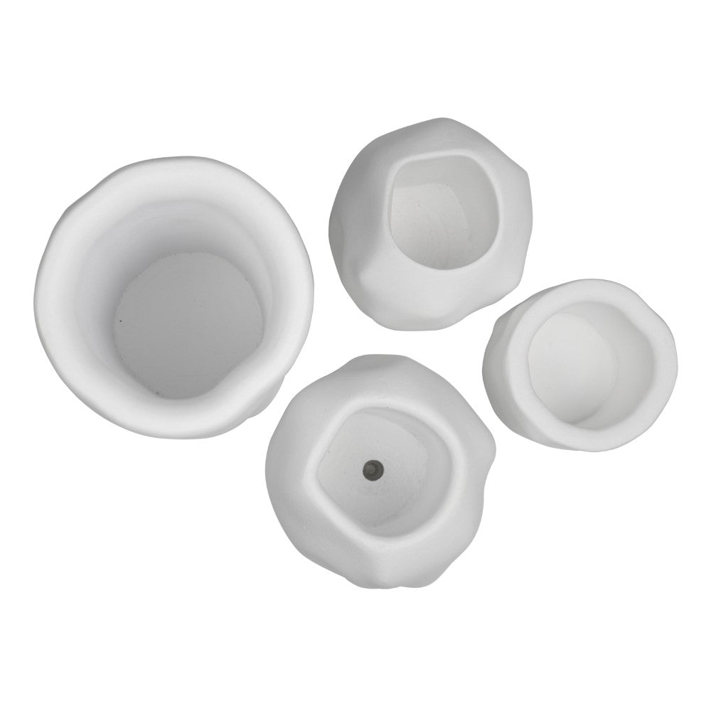 Arvo Modern Minimalist Handmade Concrete Organic Sculptural Cylinder and Round Planter Set with Drainage Holes