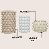 Nyra Modern Minimalist Handmade Concrete Bubble Cylinder and Round Planter Set