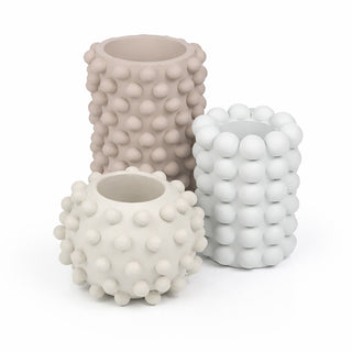 Nyra Modern Minimalist Handmade Concrete Bubble Cylinder and Round Planter Set