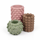 Nyra Modern Minimalist Handmade Concrete Bubble Cylinder and Round Planter Set