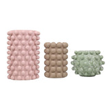 Nyra Modern Minimalist Handmade Concrete Bubble Cylinder and Round Planter Set