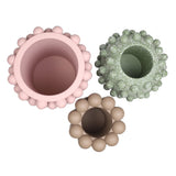 Nyra Modern Minimalist Handmade Concrete Bubble Cylinder and Round Planter Set