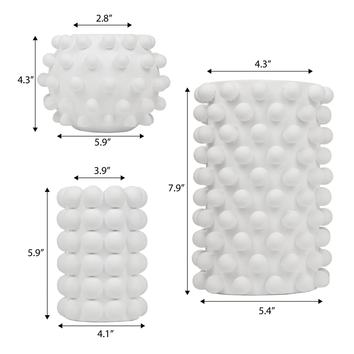 Nyra Modern Minimalist Handmade Concrete Bubble Cylinder and Round Planter Set