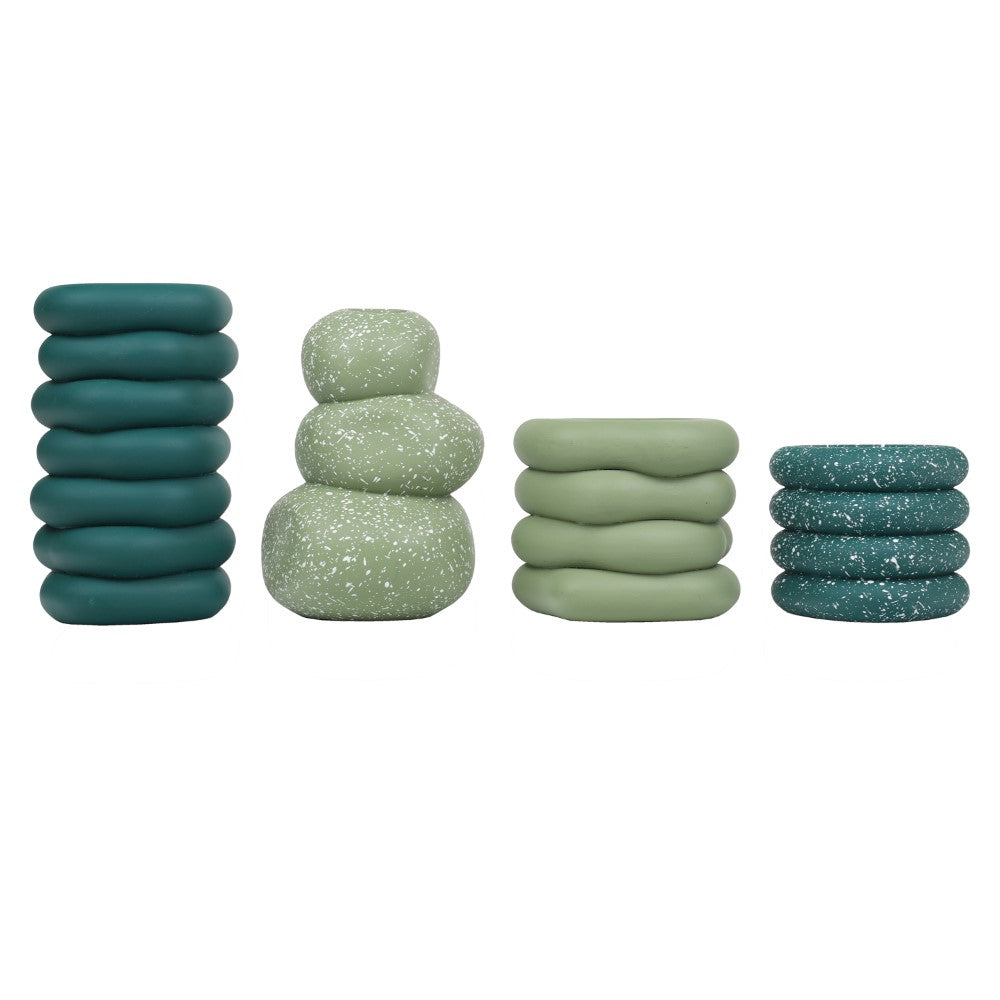 Zyra Modern Minimalist Handmade Concrete Stacked Ring Planter Set with Drainage Holes