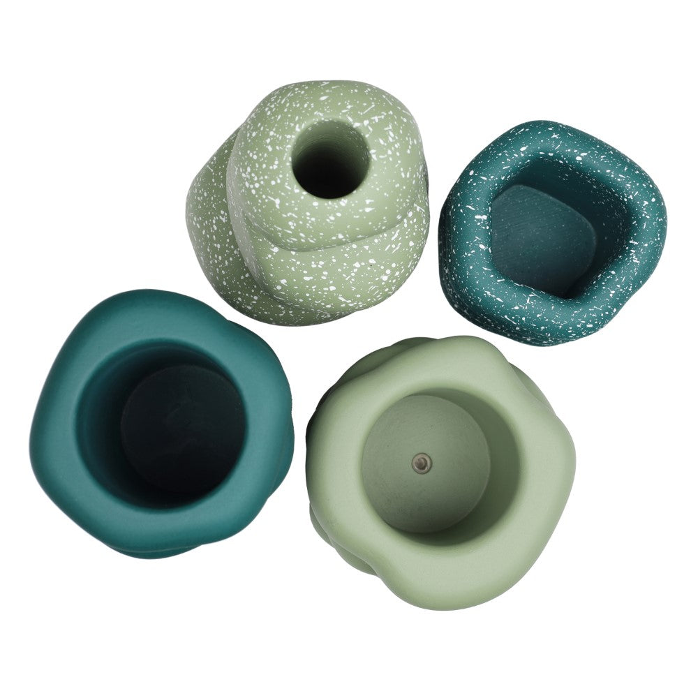Zyra Modern Minimalist Handmade Concrete Stacked Ring Planter Set with Drainage Holes
