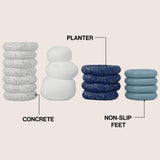 Zyra Modern Minimalist Handmade Concrete Stacked Ring Planter Set with Drainage Holes