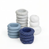 Zyra Modern Minimalist Handmade Concrete Stacked Ring Planter Set with Drainage Holes