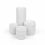 Floren Modern Minimalist Handmade Concrete Fluted Cylinder Planter Set