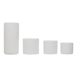 Floren Modern Minimalist Handmade Concrete Fluted Cylinder Planter Set