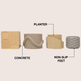 Mossel Modern Minimalist Handmade Concrete Geometric Planter Set with Drainage Holes