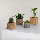 Mossel Modern Minimalist Handmade Concrete Geometric Planter Set with Drainage Holes