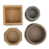 Mossel Modern Minimalist Handmade Concrete Geometric Planter Set with Drainage Holes