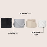 Mossel Modern Minimalist Handmade Concrete Geometric Planter Set with Drainage Holes