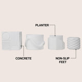 Mossel Modern Minimalist Handmade Concrete Geometric Planter Set with Drainage Holes