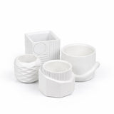Mossel Modern Minimalist Handmade Concrete Geometric Planter Set with Drainage Holes