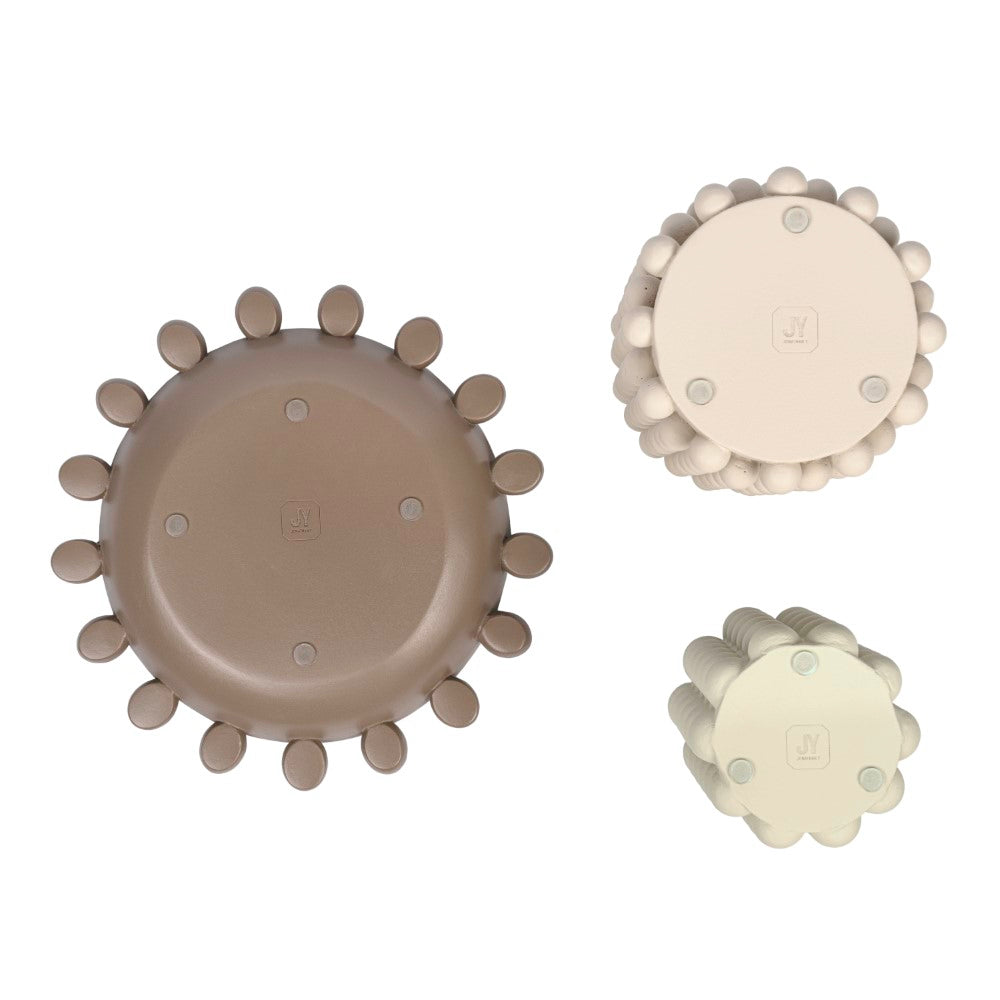 Grovea Modern Minimalist Handmade Concrete Bubble Cylinder Vase Set with Decorative Tray