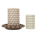 Grovea Modern Minimalist Handmade Concrete Bubble Cylinder Vase Set with Decorative Tray