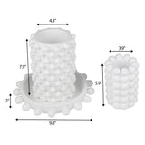 Grovea Modern Minimalist Handmade Concrete Bubble Cylinder Vase Set with Decorative Tray