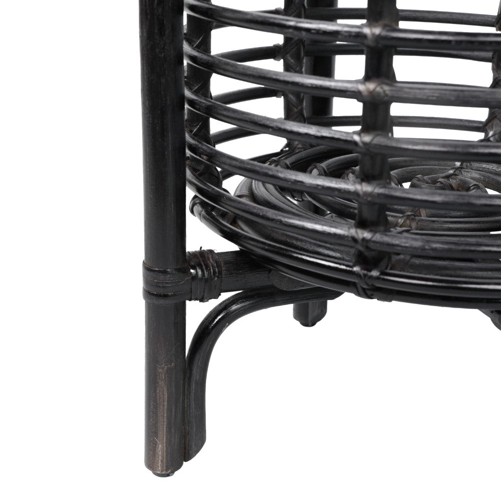 Leafra 33.5" Bohemian Minimalist Handmade 2-Tier Rattan Indoor Planter Stand
