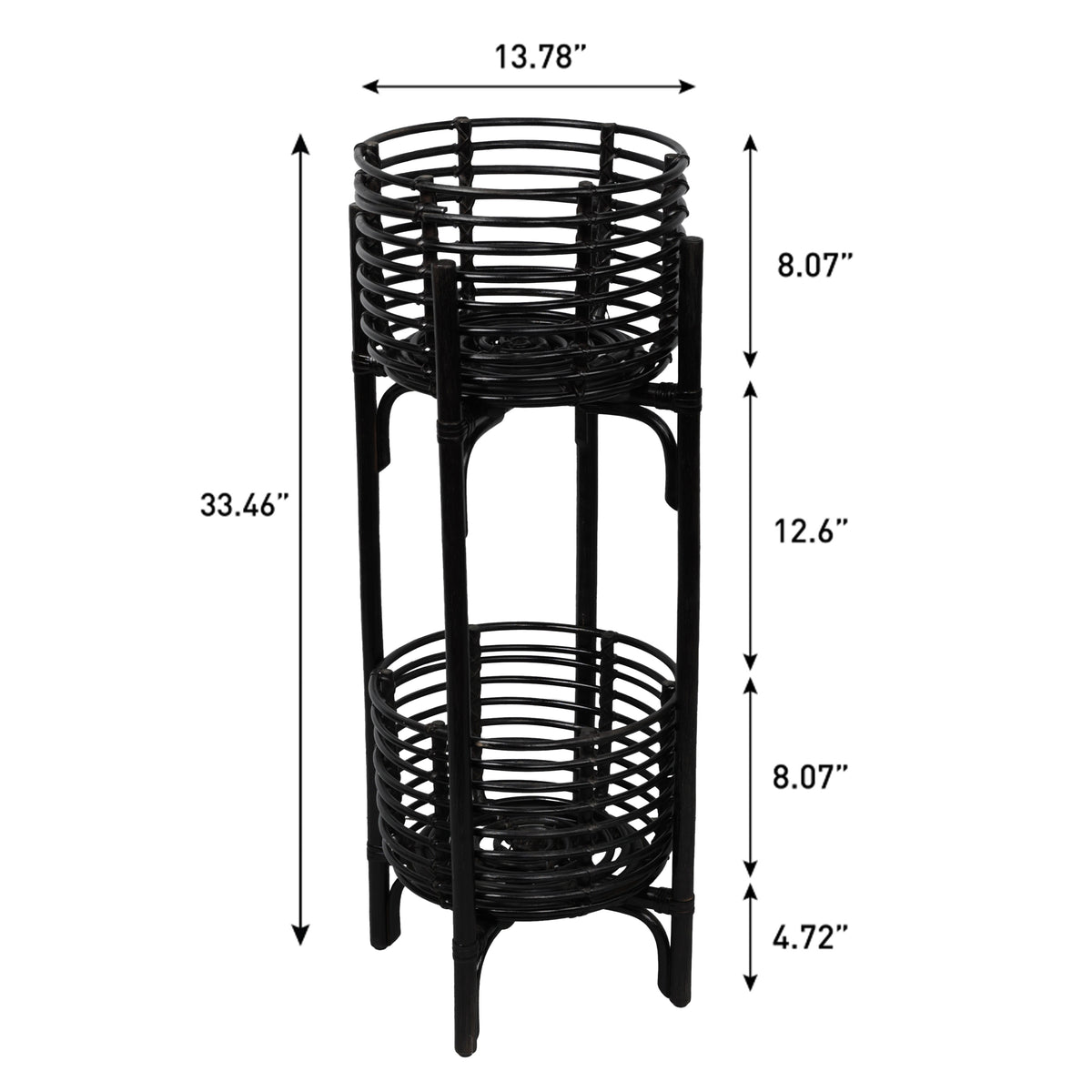 Leafra 33.5" Bohemian Minimalist Handmade 2-Tier Rattan Indoor Planter Stand