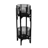 Leafra 33.5" Bohemian Minimalist Handmade 2-Tier Rattan Indoor Planter Stand