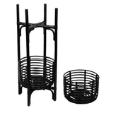 Leafra 33.5" Bohemian Minimalist Handmade 2-Tier Rattan Indoor Planter Stand