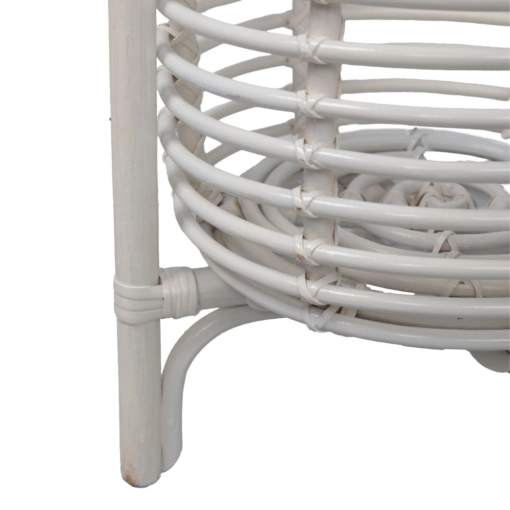 Leafra 33.5" Bohemian Minimalist Handmade 2-Tier Rattan Indoor Planter Stand