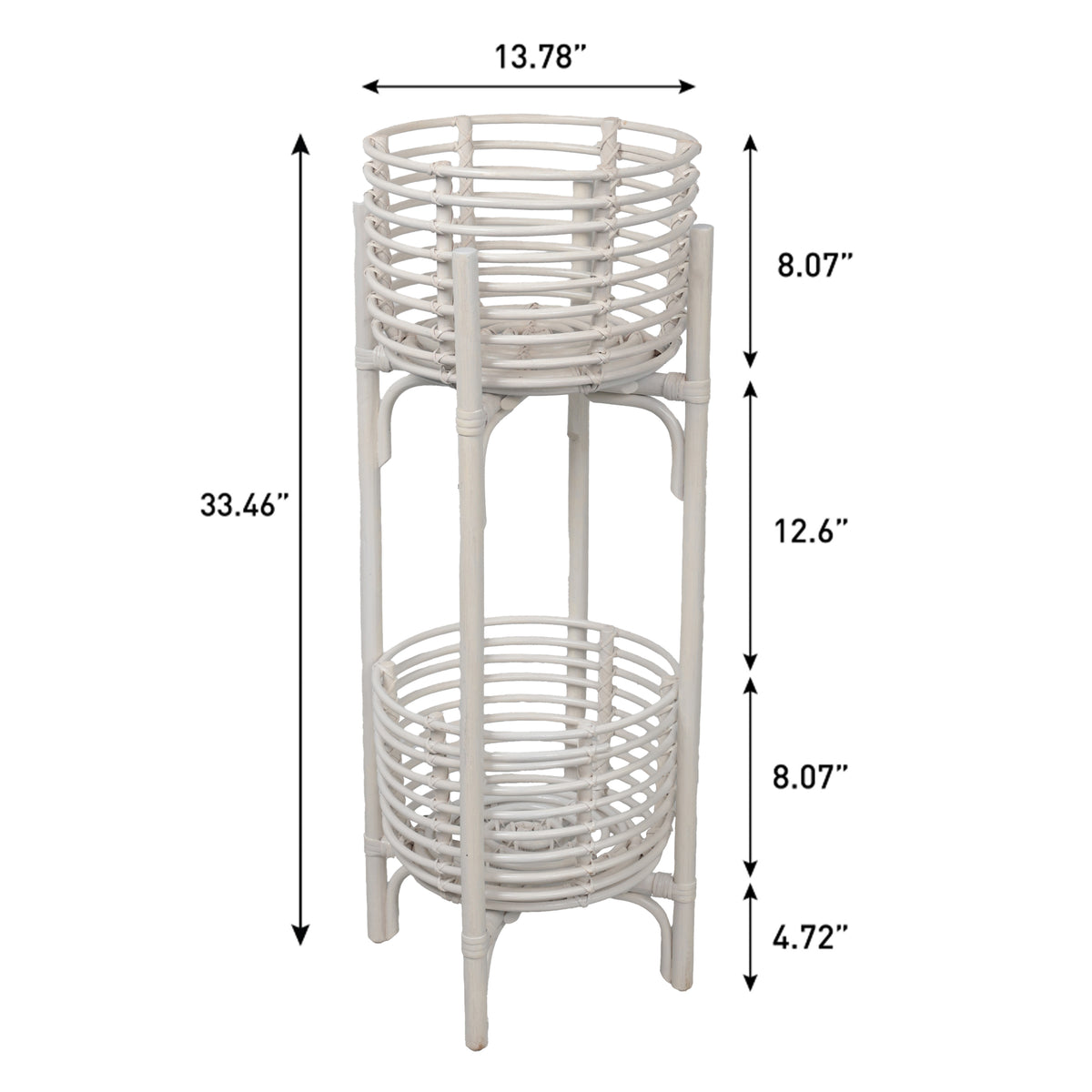 Leafra 33.5" Bohemian Minimalist Handmade 2-Tier Rattan Indoor Planter Stand
